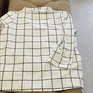 MELLODAY White Grid Check Long Sleeve Blouse